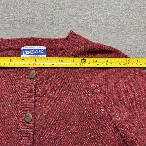 Vintage Pendleton 100% Virgin Wool Speckled Red Knit Cardigan Sweater Sz Small - Picture 4 of 10